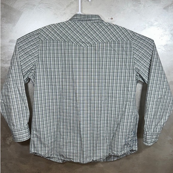 Old Navy Live Mens XXL Green Plaid Pearl Snap Western Shirt Long Sleeve Cotton - Picture 8 of 8